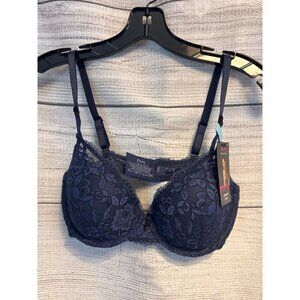 NWT Maidenform Navy Blue Lace Underwire Bra Size 34 C